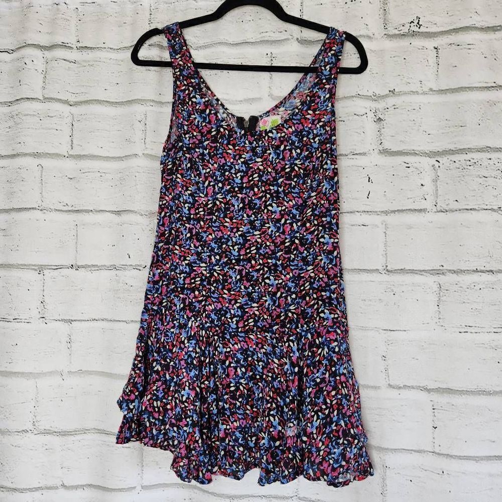 Free People Tiered Ruffle Tank Dress Floral Womens Size 2 Colorful Boho Y2K - Picture 1 of 12